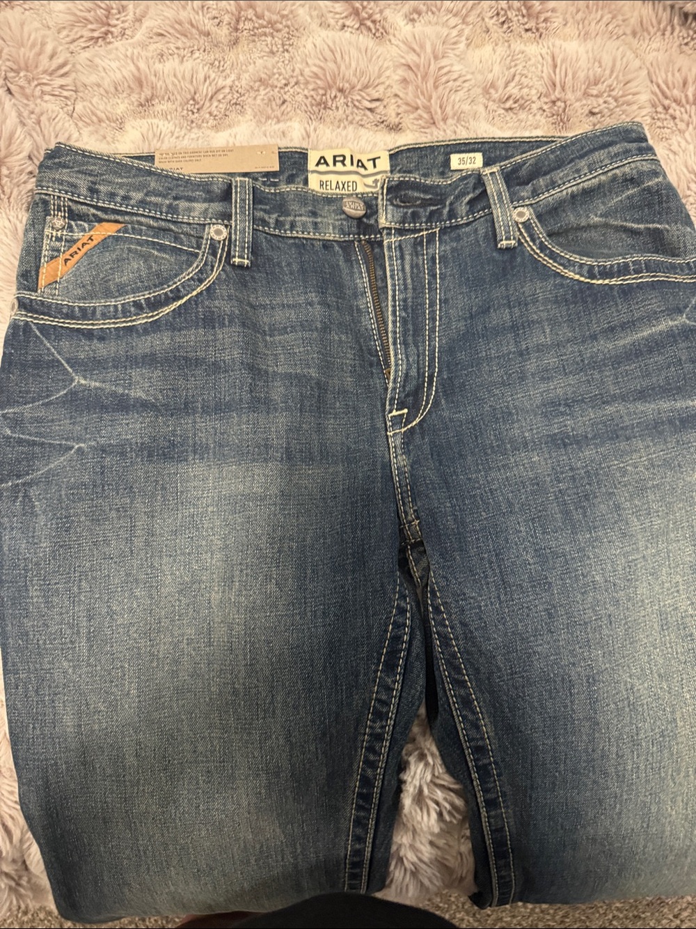 Ariat Men's Relaxed Fit Faded Blue Denim Jeans